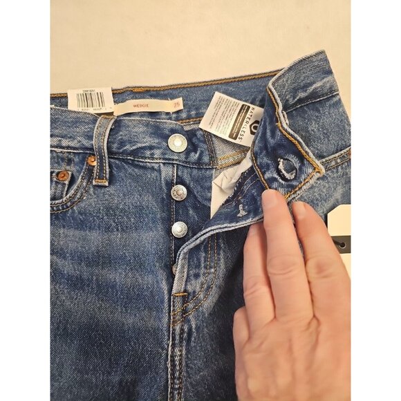 Levi's Jeans Women 25 Blue Wedgie Fit High Rise Button Fly Straight Leg New - Picture 5 of 9